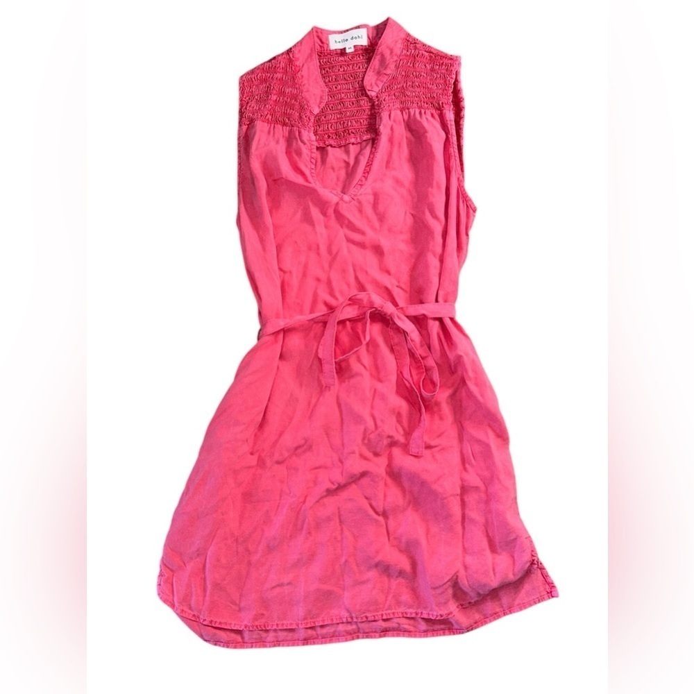 Bella Dahl Anthropologie Belted Mini Smock Dress Havana Pink Size XS Preppy Boho